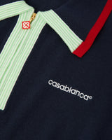 Navy Merino Short Sleeve Polo Shirt