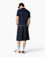 Navy Merino Short Sleeve Polo Shirt