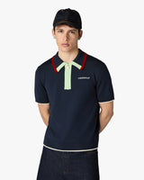 Navy Merino Short Sleeve Polo Shirt