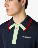 Navy Merino Short Sleeve Polo Shirt