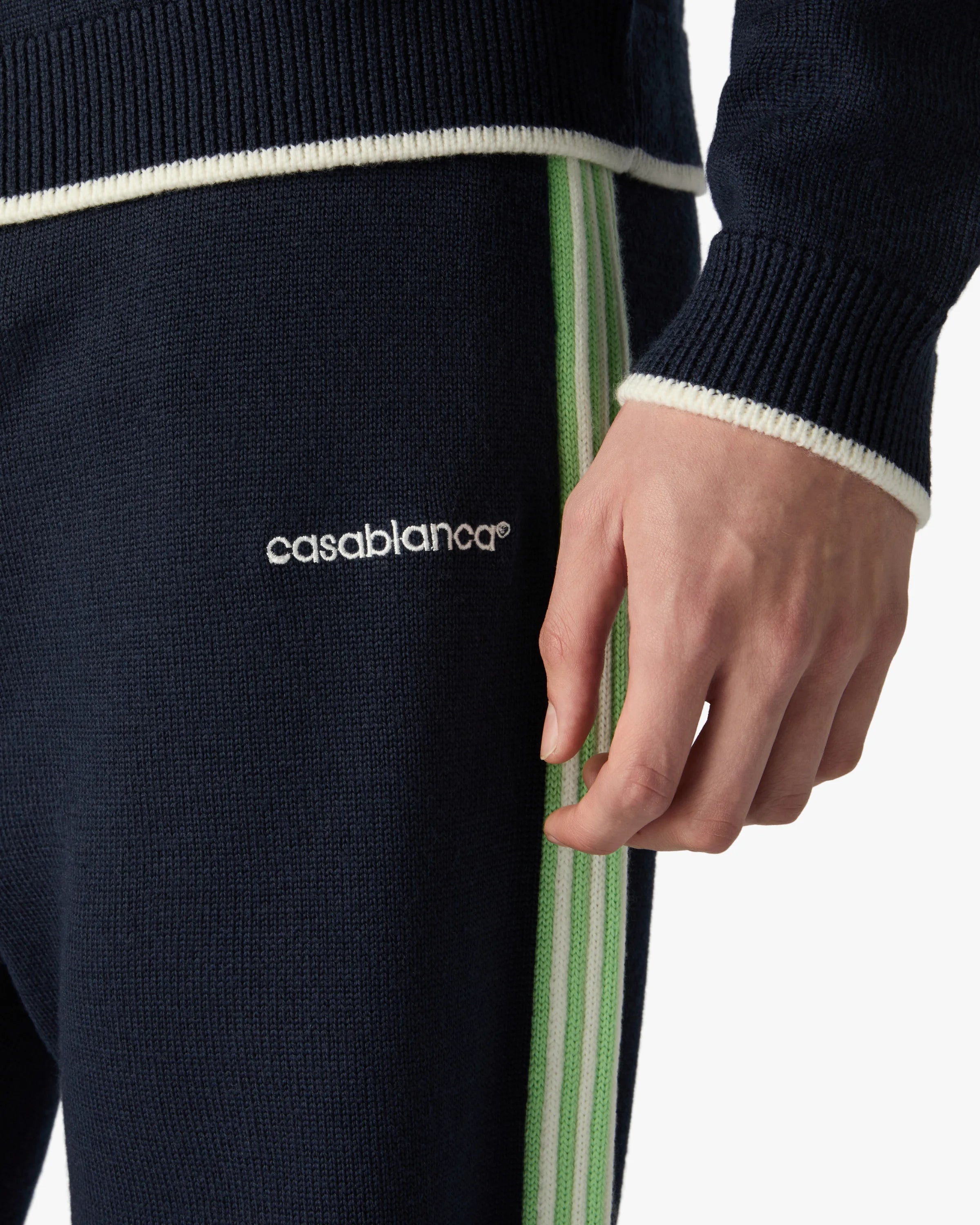 Navy Merino Track Trousers