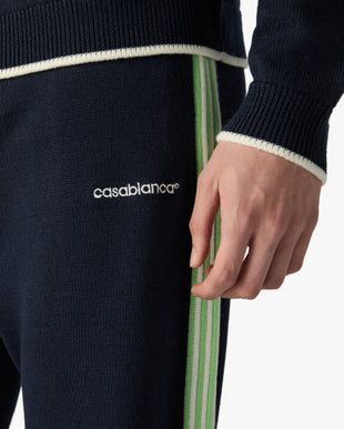Navy Merino Track Trousers