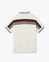 White & Brown Tennis Stripe Crochet Short Sleeve Shirt