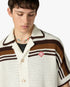 White & Brown Tennis Stripe Crochet Short Sleeve Shirt