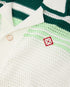 Green & White Tennis Stripe Crochet Short Sleeve Shirt