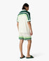 Green & White Tennis Stripe Crochet Short Sleeve Shirt