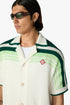 Green & White Tennis Stripe Crochet Short Sleeve Shirt