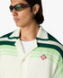 Green & White Tennis Stripe Crochet Short Sleeve Shirt