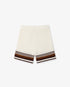 White & Brown Tennis Stripe Crochet Shorts
