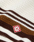 White & Brown Tennis Stripe Crochet Shorts