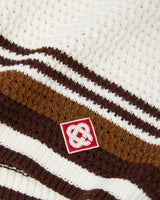 White & Brown Tennis Stripe Crochet Shorts