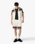 White & Brown Tennis Stripe Crochet Shorts