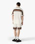 White & Brown Tennis Stripe Crochet Shorts