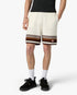 White & Brown Tennis Stripe Crochet Shorts