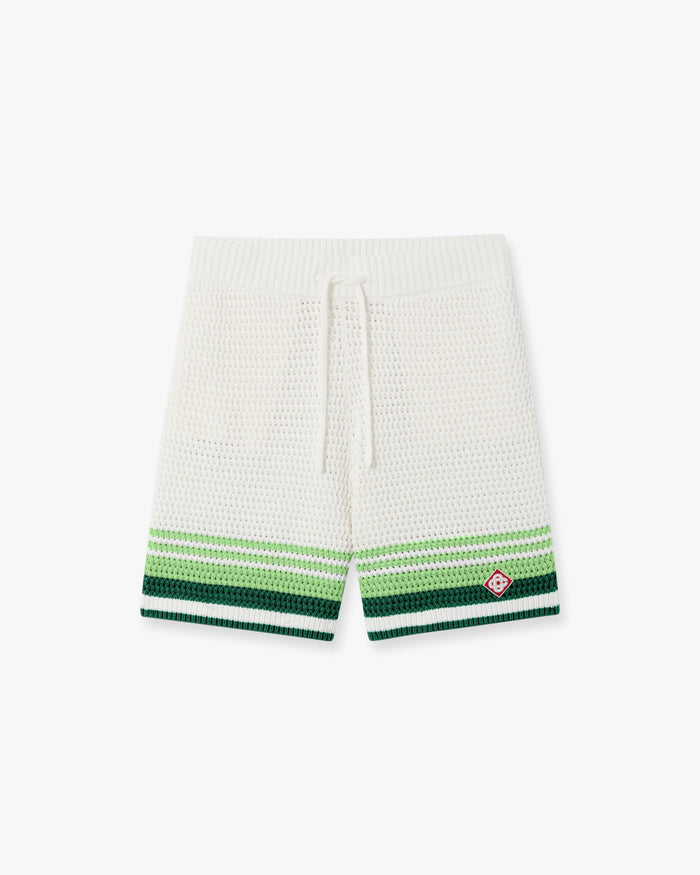 Green & White Tennis Stripe Crochet Shorts | Casablanca Paris
