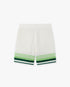 Green & White Tennis Stripe Crochet Shorts