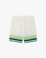 Green & White Tennis Stripe Crochet Shorts