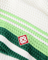Green & White Tennis Stripe Crochet Shorts