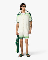 Green & White Tennis Stripe Crochet Shorts