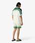 Green & White Tennis Stripe Crochet Shorts