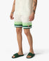 Green & White Tennis Stripe Crochet Shorts