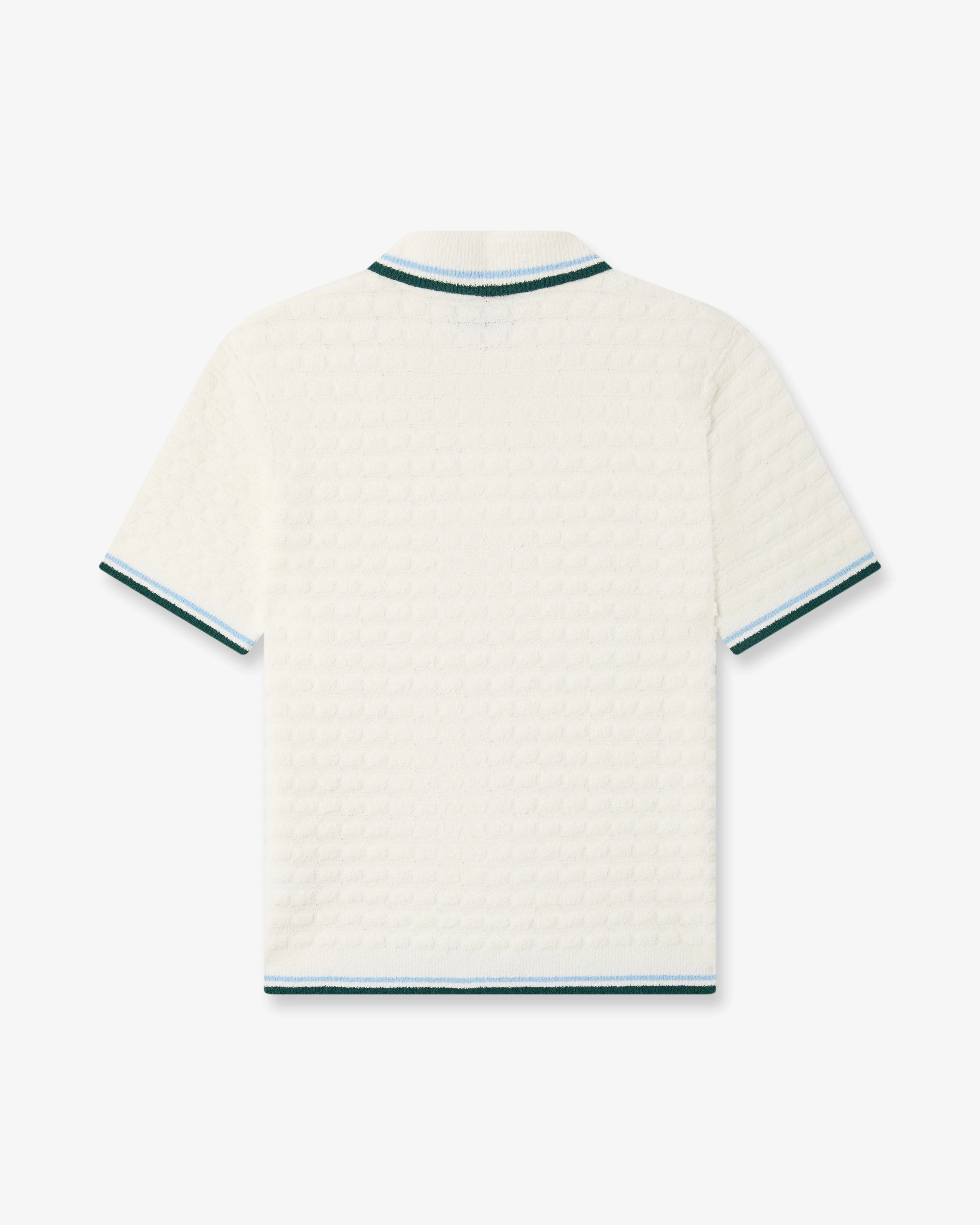 Polo à manches courtes blanc en tissu bouclé
