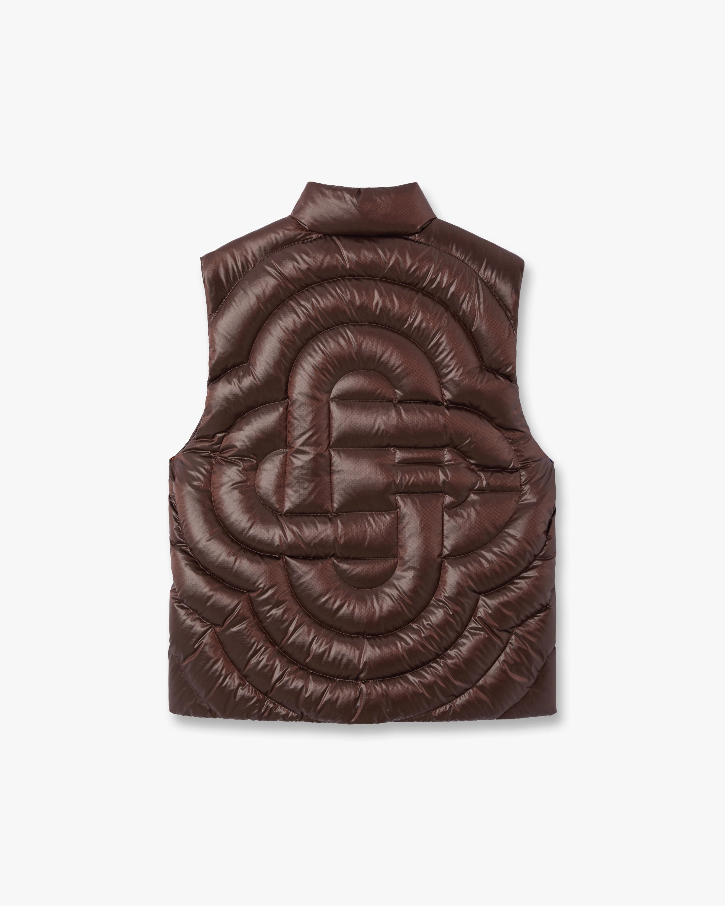 Dark Brown Quilted Down Puffer Vest