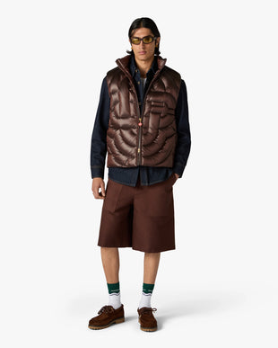 Dark Brown Quilted Down Puffer Vest