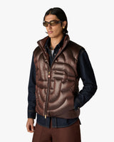 Dark Brown Quilted Down Puffer Vest