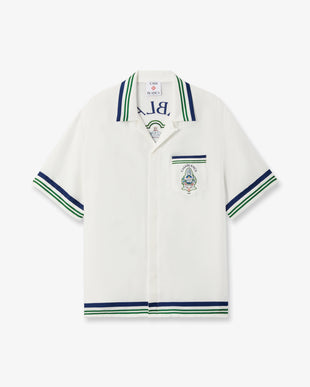 White Hotel Emblem Short Sleeve Silk Shirt