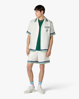 White Hotel Emblem Short Sleeve Silk Shirt