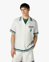 White Hotel Emblem Short Sleeve Silk Shirt