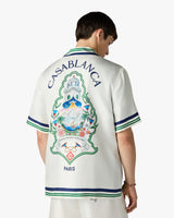 White Hotel Emblem Short Sleeve Silk Shirt