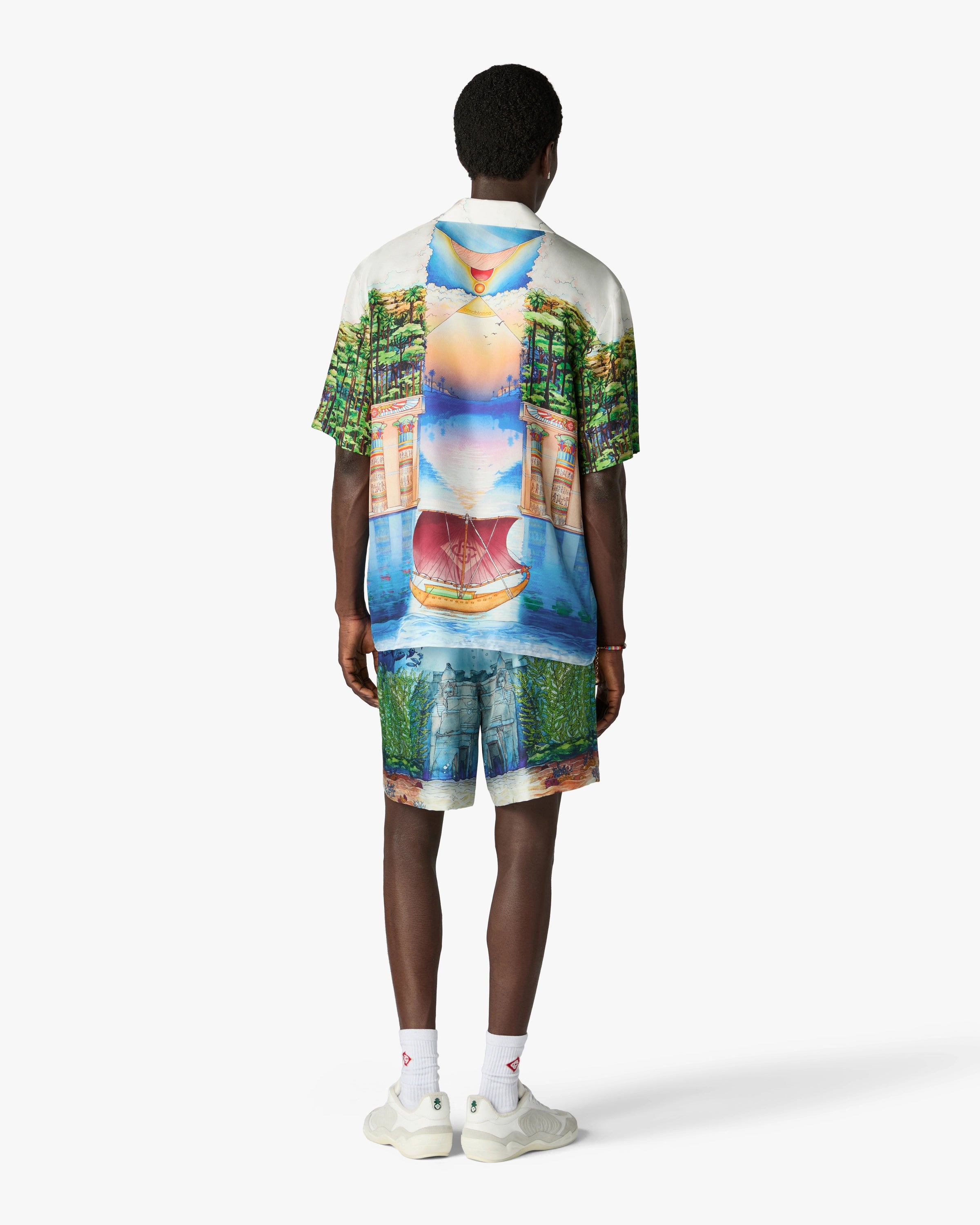Multicolour Trompe L'Oeil Short Sleeve Silk Shirt