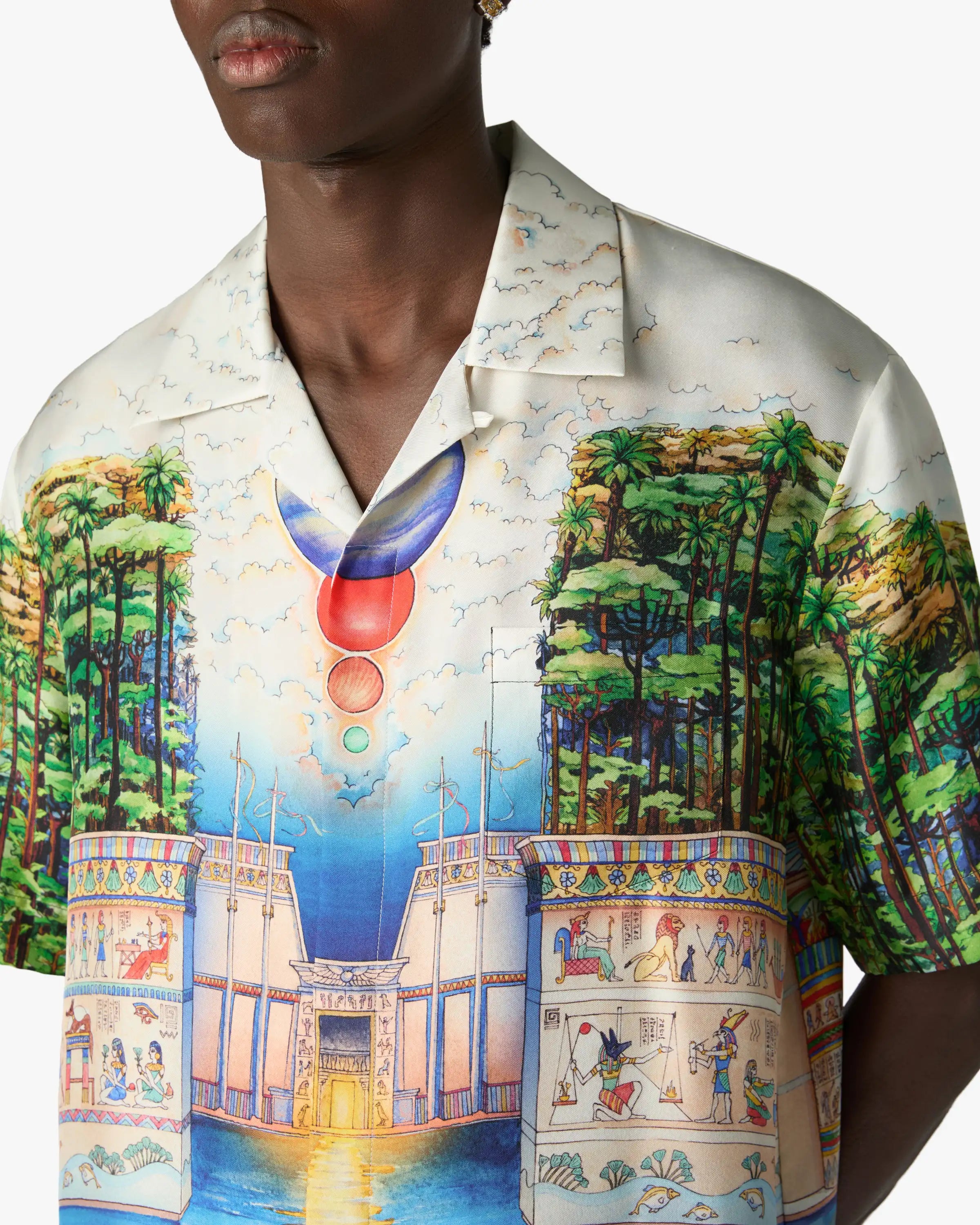 Multicolour Trompe L'Oeil Short Sleeve Silk Shirt