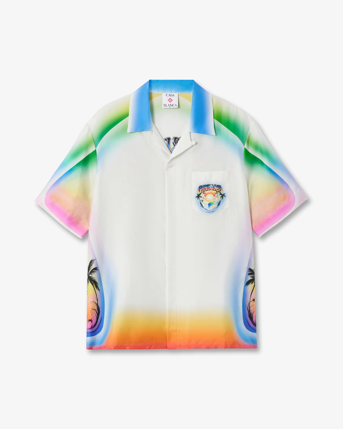 Multicolour Airspray Short Sleeve Silk Shirt