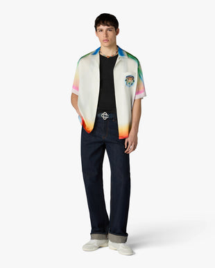 Multicolour Airspray Short Sleeve Silk Shirt
