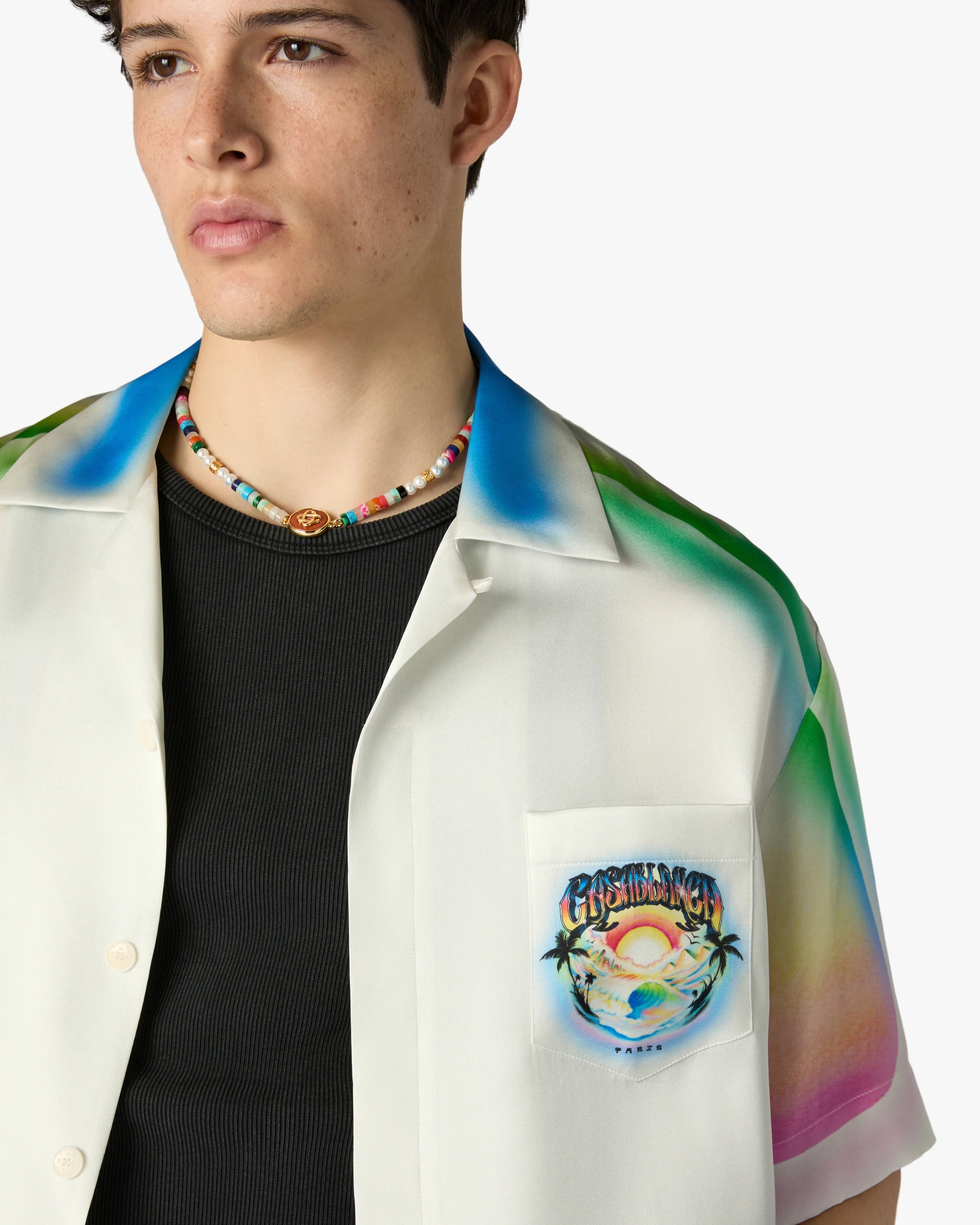 Multicolour Airspray Short Sleeve Silk Shirt