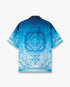 Blue Gradient Egyptian Rug Short Sleeve Silk Shirt