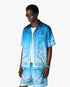 Blue Gradient Egyptian Rug Short Sleeve Silk Shirt