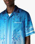 Blue Gradient Egyptian Rug Short Sleeve Silk Shirt