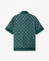 Dark Green Radiating Monogram Short Sleeve Silk Shirt