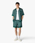 Dark Green Radiating Monogram Short Sleeve Silk Shirt