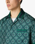 Dark Green Radiating Monogram Short Sleeve Silk Shirt