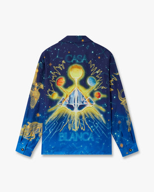 Blue Astrology Long Sleeve Silk Shirt