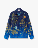 Blue Astrology Long Sleeve Silk Shirt