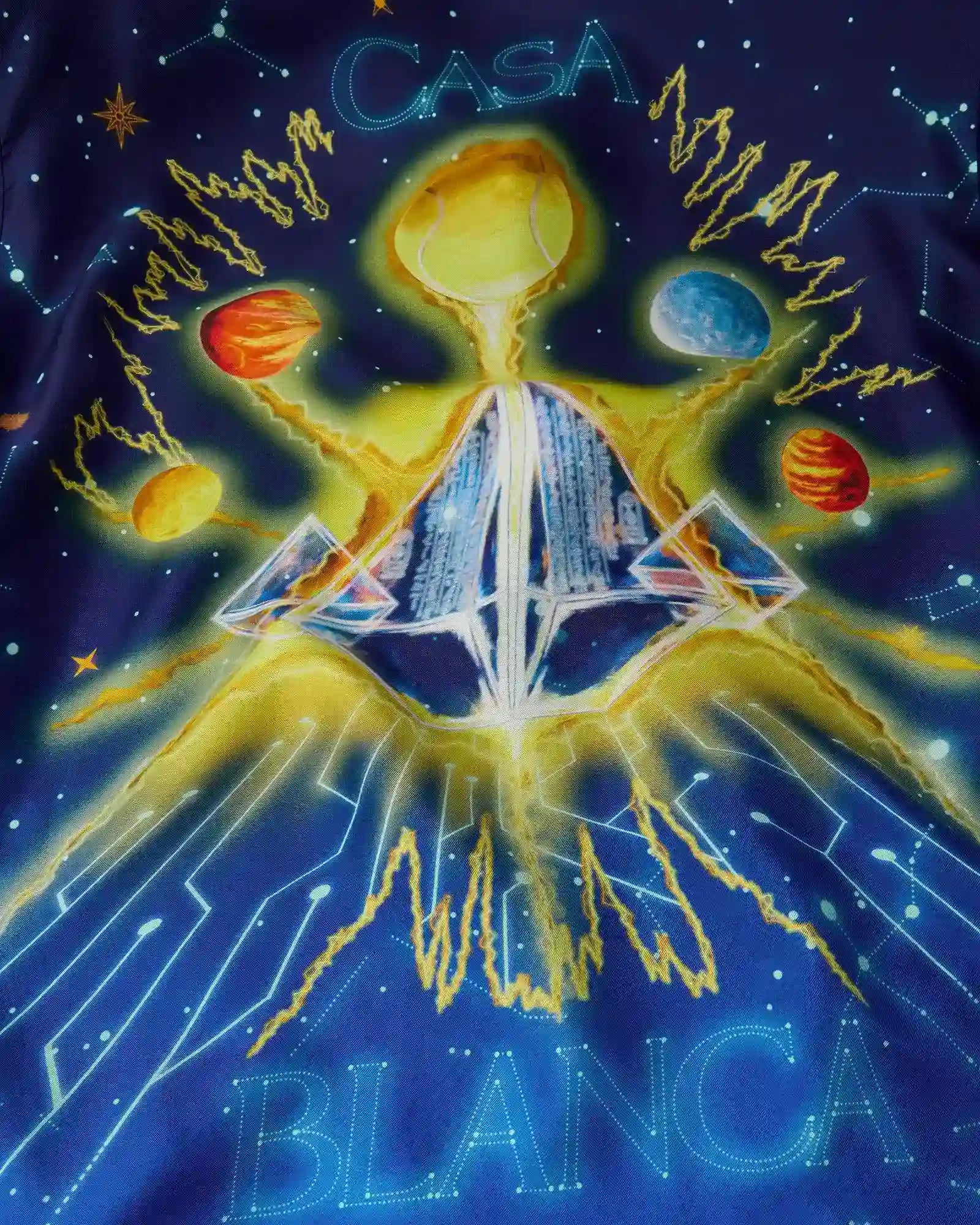 Blue Astrology Long Sleeve Silk Shirt