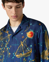 Blue Astrology Long Sleeve Silk Shirt