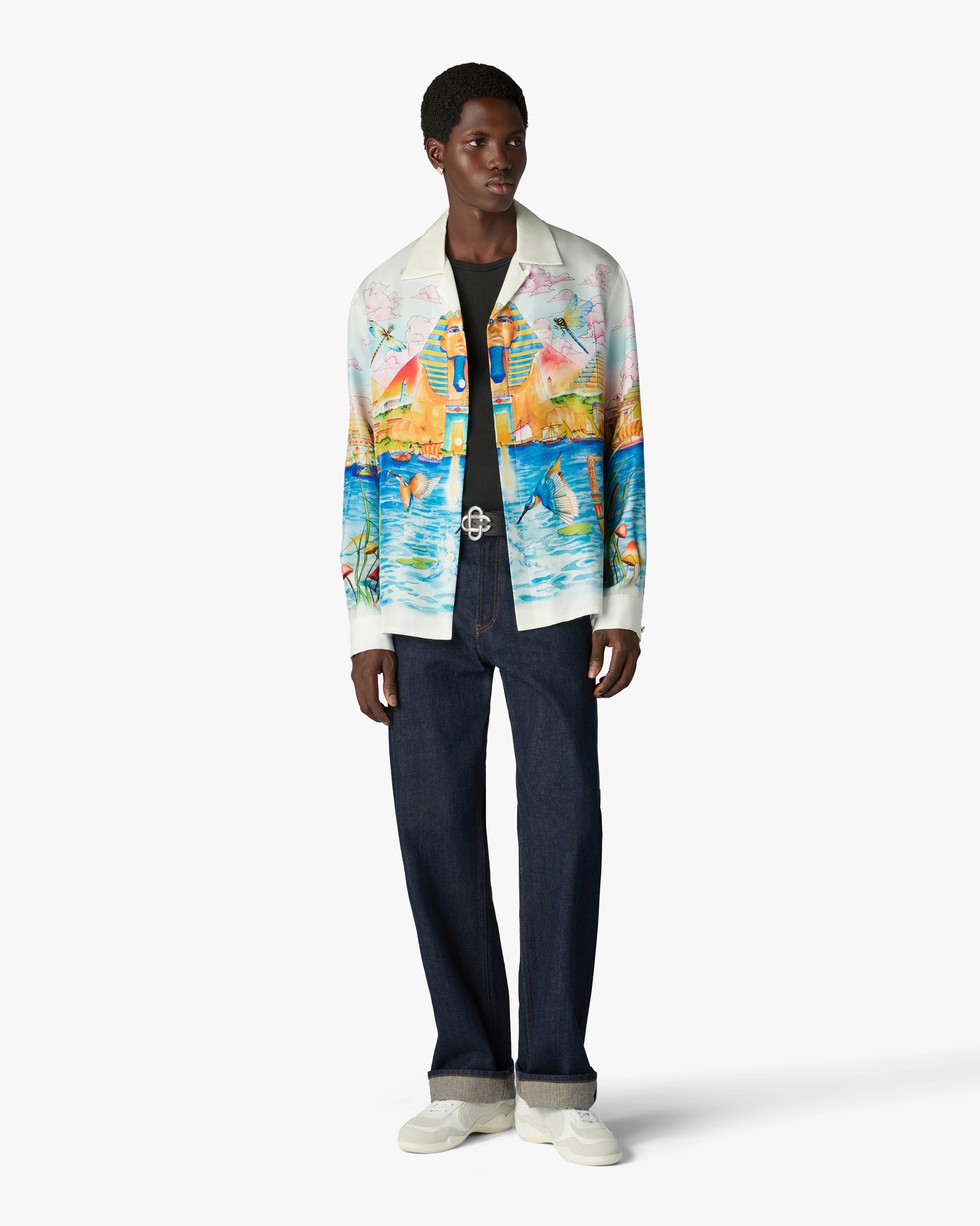 Multicolour Egypt As It Was Long Sleeve Linen Shirt