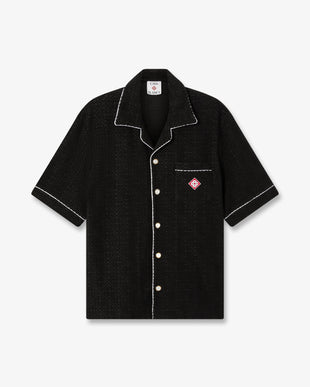 Black Towelling Monogram Short Sleeve Shirt